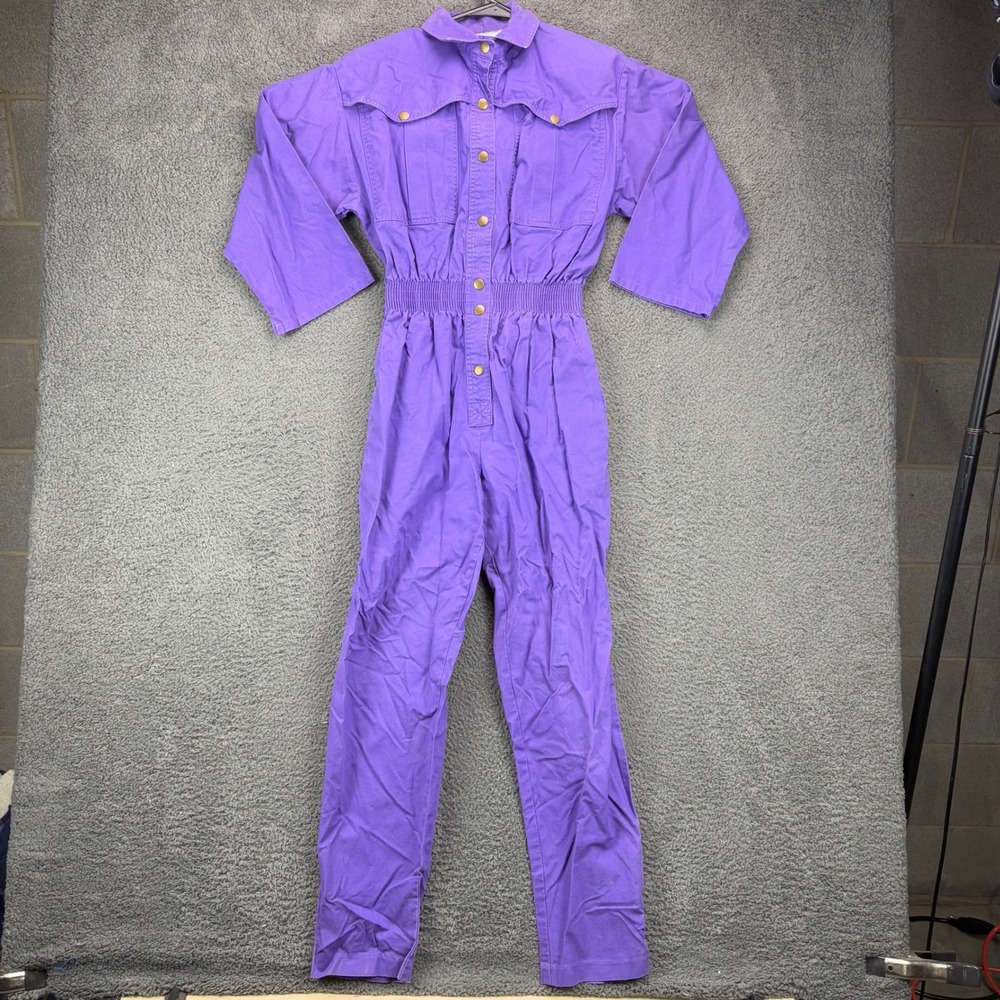 Vintage S. Roberts Purple Cotton Boiler Suit Jumpsuit Womens Small 80s 90s Retro